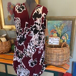 Lauren Ralph Lauren Sleeveless Faux Wrap Dress with Large Floral Pattern Sz 22W